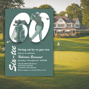 Klassische grüne Golfbag-Schläger zum 60. Geburtst Einladung
