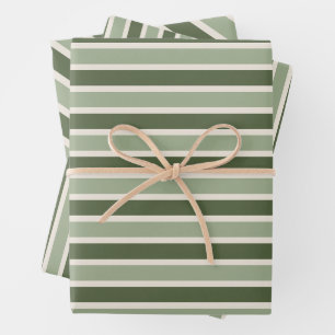 Klassische grüne Streifen Weihnachten Geschenkpapier Set