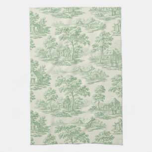 Klassische grüne Toile-Farmlandschaft Geschirrtuch