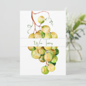 Klassische grüne Trauben Weinverkostung Einladung (Stehend Vorderseite)