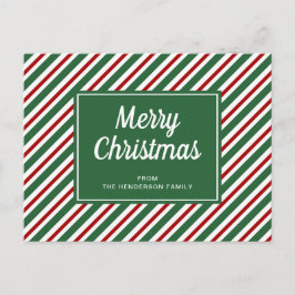 Klassische grüne und rote Streifen frohe Weihnacht Postkarte