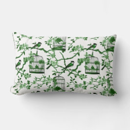 Klassische Grüne und Weiße Chinoiserie Birdcage Lendenkissen
