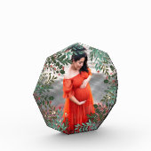 Klassische grüne verzauberte botanische Weihnachts Fotoblock (Links)