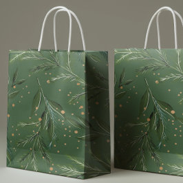 Klassische Grüntöne Kieferkraut Weihnachtsfeiertag Große Geschenktüte