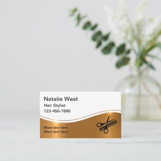 Klassische Hairstylist Business Cards Visitenkarte (Stehend Vorderseite)