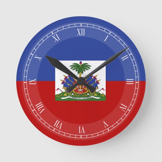 Klassische haitianische Flagge Runde Wanduhr (Vorderseite)