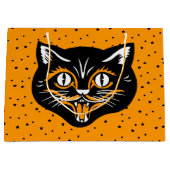 Klassische Halloween Black Cat Happy Face Black St Große Geschenktüte (Vorderseite)