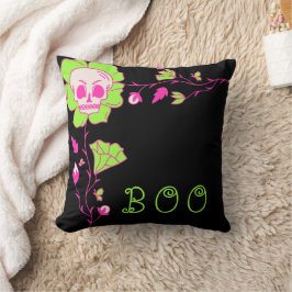 Klassische Halloween Black & Pink Skull Familie Kissen