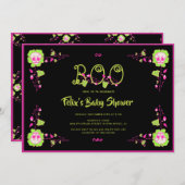 Klassische Halloween Black & Pink Skull Kinderdusc Einladung (Vorne/Hinten)