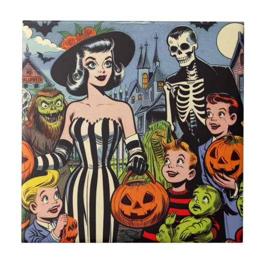 Klassische Halloween-Comics Fliese (Vorderseite)