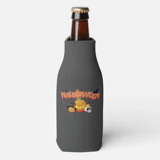 Klassische Halloween-Flasche Cooler mit Zip Flaschenkühler (Flaschenvorderseite)