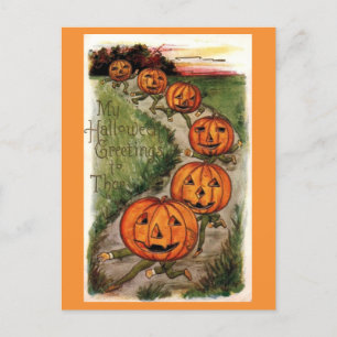 Klassische Halloween-Grüße Jack O Lantern Kürbis Postkarte