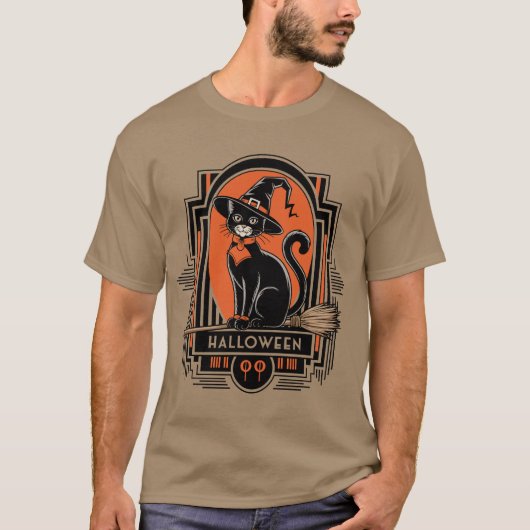Klassische Halloween-KatzenHexe aus den 1920er Jah T-Shirt (Vorderseite)