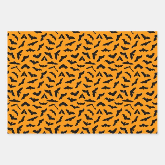 Klassische Halloween-Muster - Schwarz und Orange Geschenkpapier Set (Vorderseite 2)