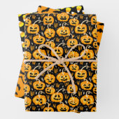 Klassische Halloween-Muster - Schwarz und Orange Geschenkpapier Set (Beispiel)