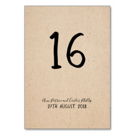 Klassische handgeschriebene Tischnummer