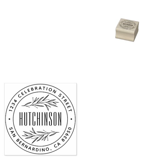 Klassische handgezeichnet Zweige Runde Rücksendead Gummistempel (Stempel)