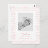 Klassische handgezeichnete Rosa Streifen Geburtsan Postkarte (Vorne/Hinten)