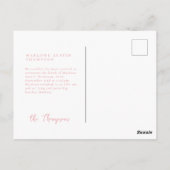 Klassische handgezeichnete Rosa Streifen Geburtsan Postkarte (Rückseite)