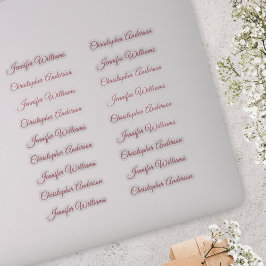 Klassische Handschrift 18 Gastnamen - Roségold Aufkleber