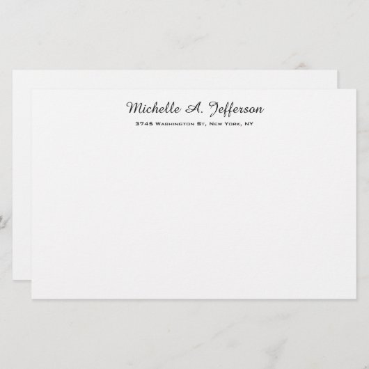 Klassische Handschrift Creative Trendy White Briefpapier (Vorne/Hinten)