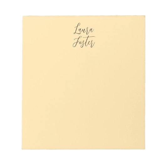 Klassische Handschrift Elegantname Beige Farbe Notizblock (Vorderseite)
