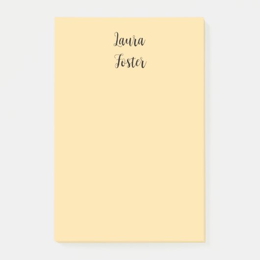 Klassische Handschrift Elegantname Beige Farbe Post-it Klebezettel (Vorderseite)