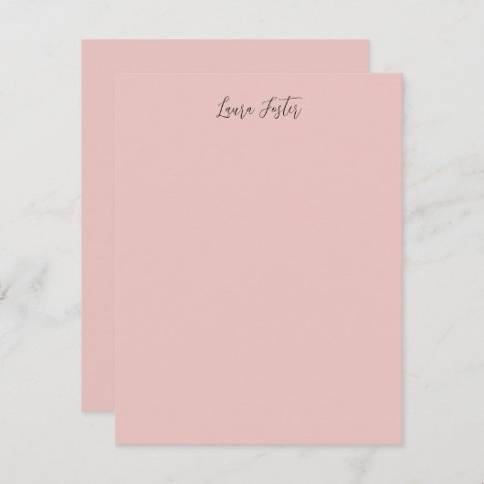 Klassische Handschrift Elegantname Rose Gold Mitteilungskarte (Vorne/Hinten)