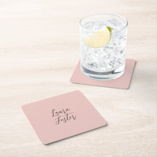 Klassische Handschrift Elegantname Rose Gold Rechteckiger Pappuntersetzer (Vor Ort)