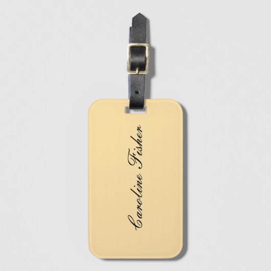 Klassische Handschrift Schlicht einfach beige Gepäckanhänger (Vorderseite Vertikal)