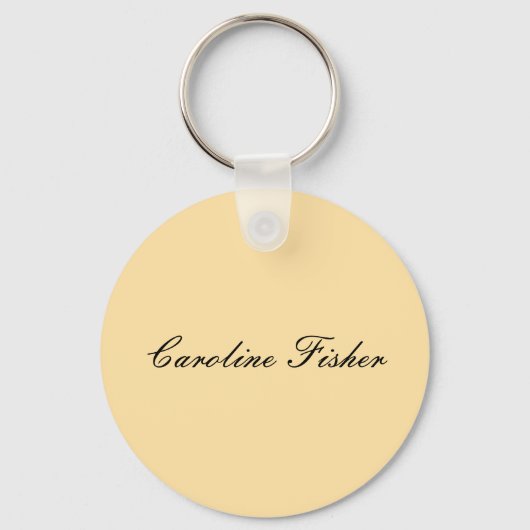 Klassische Handschrift Schlicht einfach beige Schlüsselanhänger (Vorderseite)