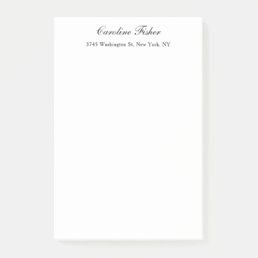 Klassische Handschrift Schlicht, einfach weiß Post-it Klebezettel (Vorderseite)