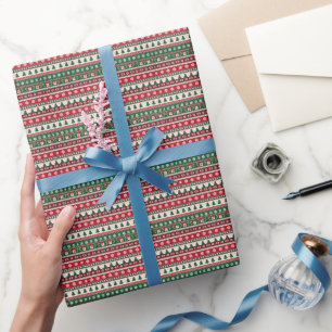 Klassische hässliche Weihnachtspullover-Streifen Geschenkpapier