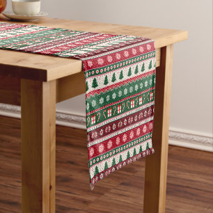 Klassische hässliche Weihnachtspullover-Streifen Kurzer Tischläufer