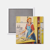 Klassische Hausfrau Retro l Küche Geschenk Magnet (Vorderseite/Rückseite)