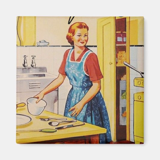 Klassische Hausfrau Retro l Küche Geschenk Magnet (Vorne)