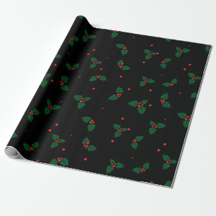 Klassische Heilige Blätter und Beeren Weihnachtsmu Geschenkpapier