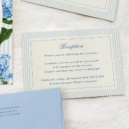 Klassische hellblaue Streifen Reception Begleitkarte