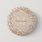Klassische hellbraune Giraffe Print Monogram und N Button (Vorderseite)