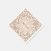 Klassische hellbraune Giraffe Print Monogram und N Serviette (Ecke)