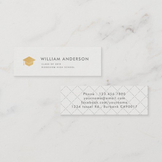 Klassische hellgraue Abschluss Einsteckkarte Mini Visitenkarte (Vorne/Hinten)