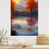 Klassische Herbstansicht eines Sees 2 Poster (Küche)