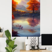 Klassische Herbstansicht eines Sees 2 Poster (Heimbüro)