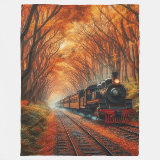 klassische Herbstbahn Fleecedecke (Vorderseite)