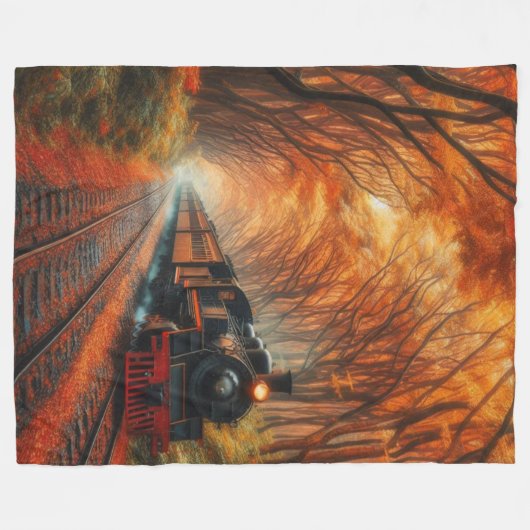 klassische Herbstbahn Fleecedecke (Vorderseite (Horizontal))