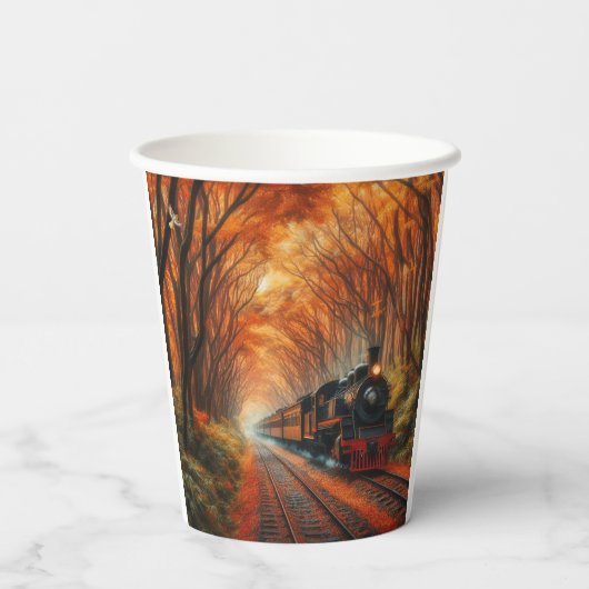 klassische Herbstbahn Pappbecher (Rückseite)