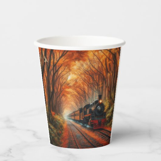 klassische Herbstbahn Pappbecher (Vorderseite)