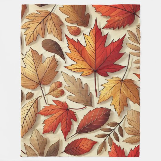 klassische Herbstblätter Fleecedecke (Vorderseite)