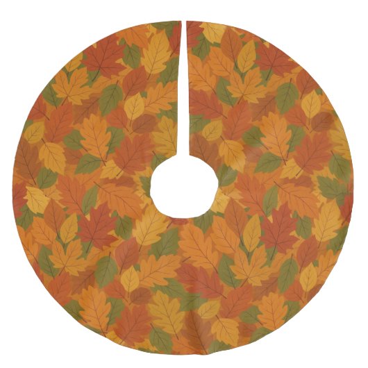 Klassische Herbstblätter gemustert Polyester Weihnachtsbaumdecke (Vorderseite)
