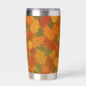 Klassische Herbstblätter gemustert Thermobecher (Rückseite)